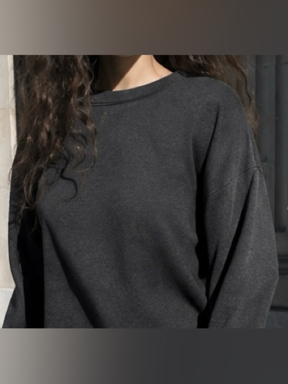 ZARA Anthracite Gray Cotton Knit Black Trim Sweater Large NWT - Picture 6 of 13